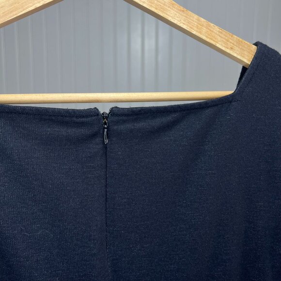 Maggy London Black Sheath Dress Sleeveless Square Neck Textured Waist Cocktail - Picture 4 of 9